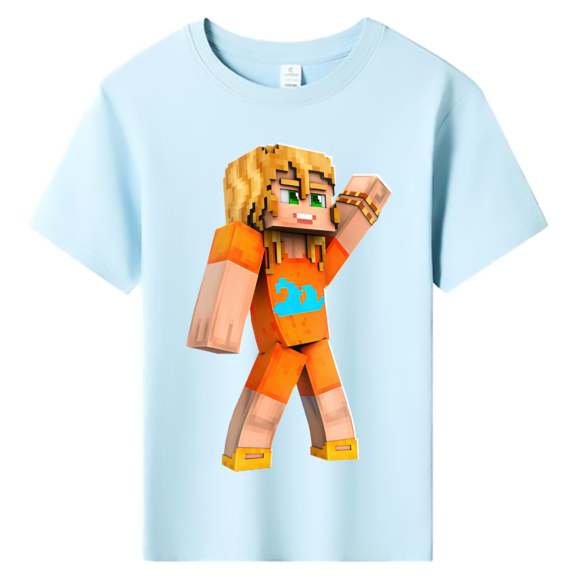 （画像用） マインクラフト ブロックの世界 Minecraft MC Block world 綿100％キッズTシャツ（フロントプリント）